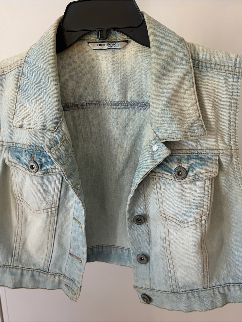 Cropped Light Blue Denim Vest